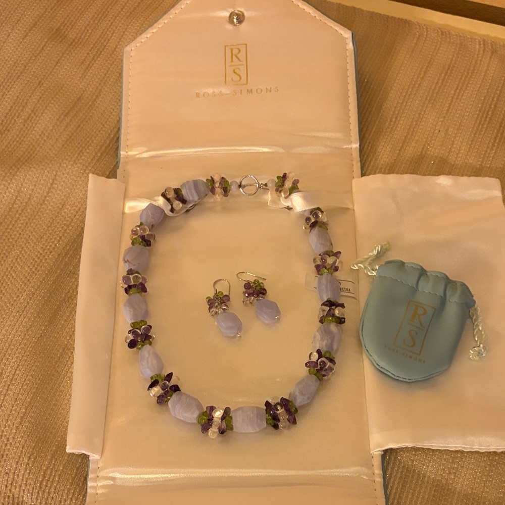 Ross-Simons Lavender and Gold Necklace Set